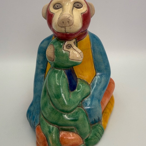 Vintage Signed The Fenix Pottery Company Raku Baboon/ Baby Figurine - Picture 3 of 11